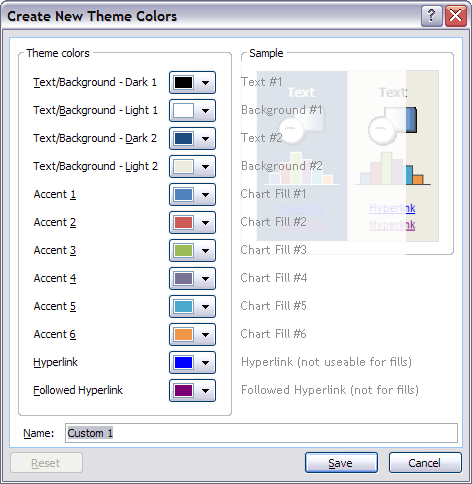 PowerPoint 2007 Colors in Office Charts