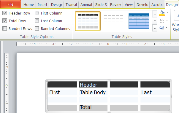 Table Style Header and Total Rows