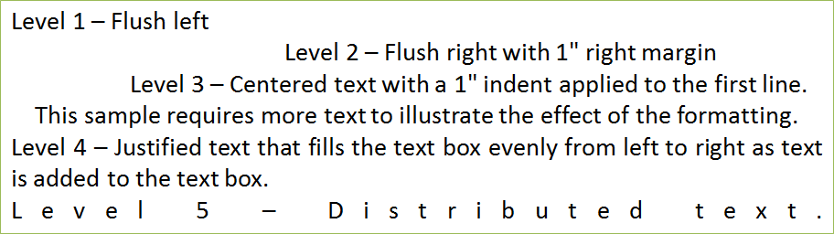 Text box styles from the first line parameters