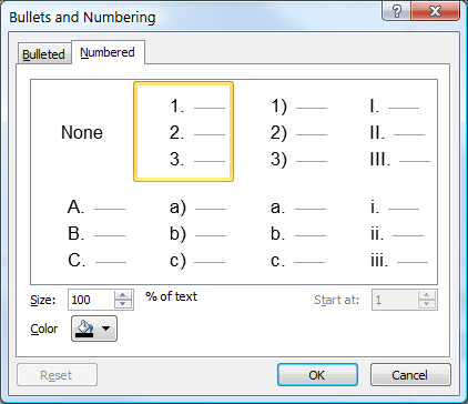 PowerPoint Numbering Styles