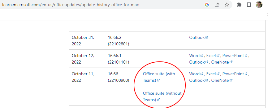 Office for Mac Update History