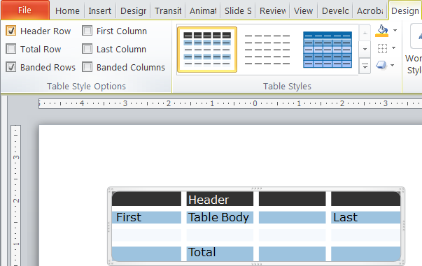 PowerPoint Custom Table Starter File